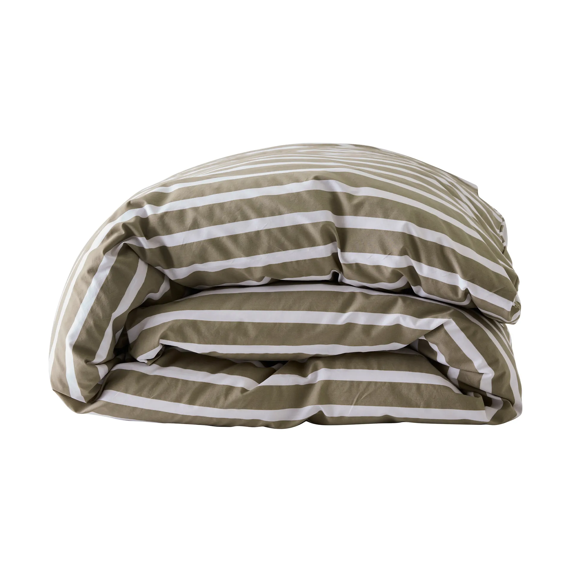 Tell Me More stripet dynetrekk bomull, Olive, 220x220 cm Tell Me More