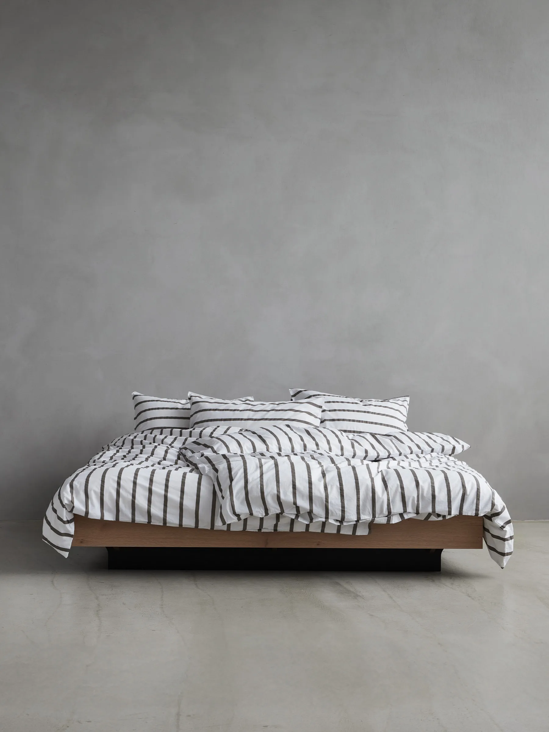 Tell Me More stripet dynetrekk bomull, Taupe, 240x220 cm Tell Me More