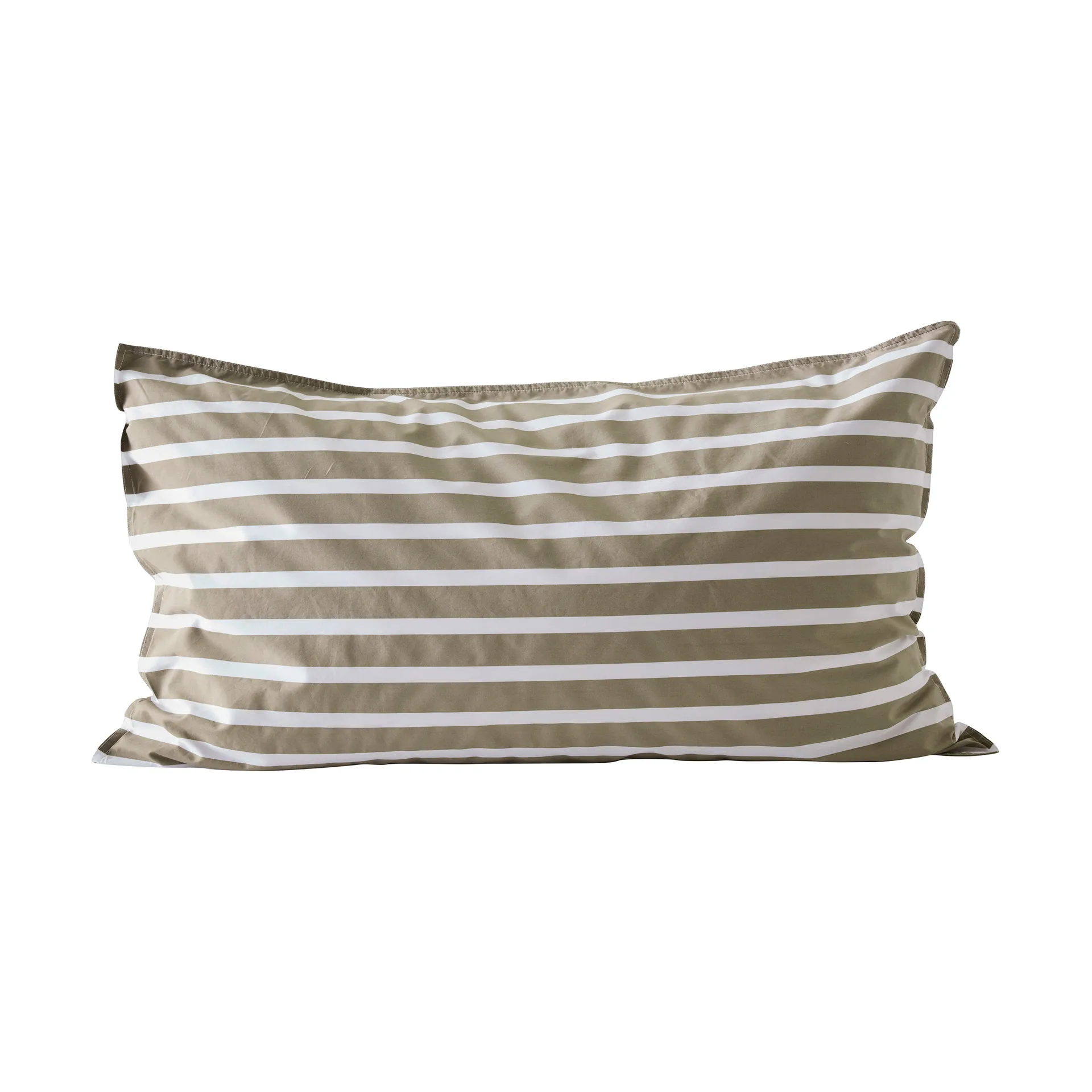 Tell Me More stripete putetrekk bomull, Olive, 50x90 cm Tell Me More