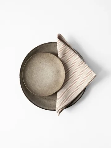 Washed linen stoffserviett 45 x 45 cm - Hazelnut stripe - Tell Me More