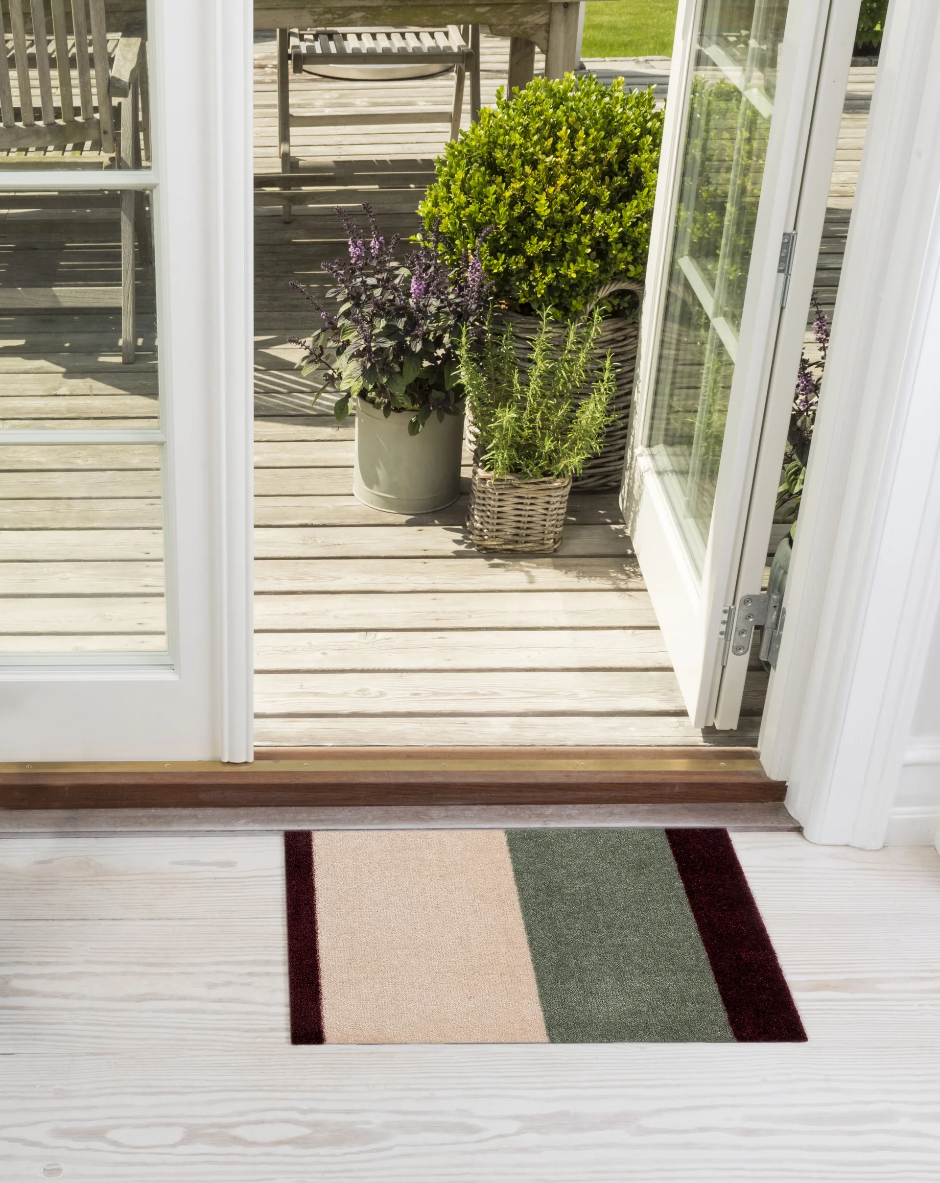 Stripes dørmatte horisontal, Green-ivory-bordeaux, 40x60 cm tica copenhagen