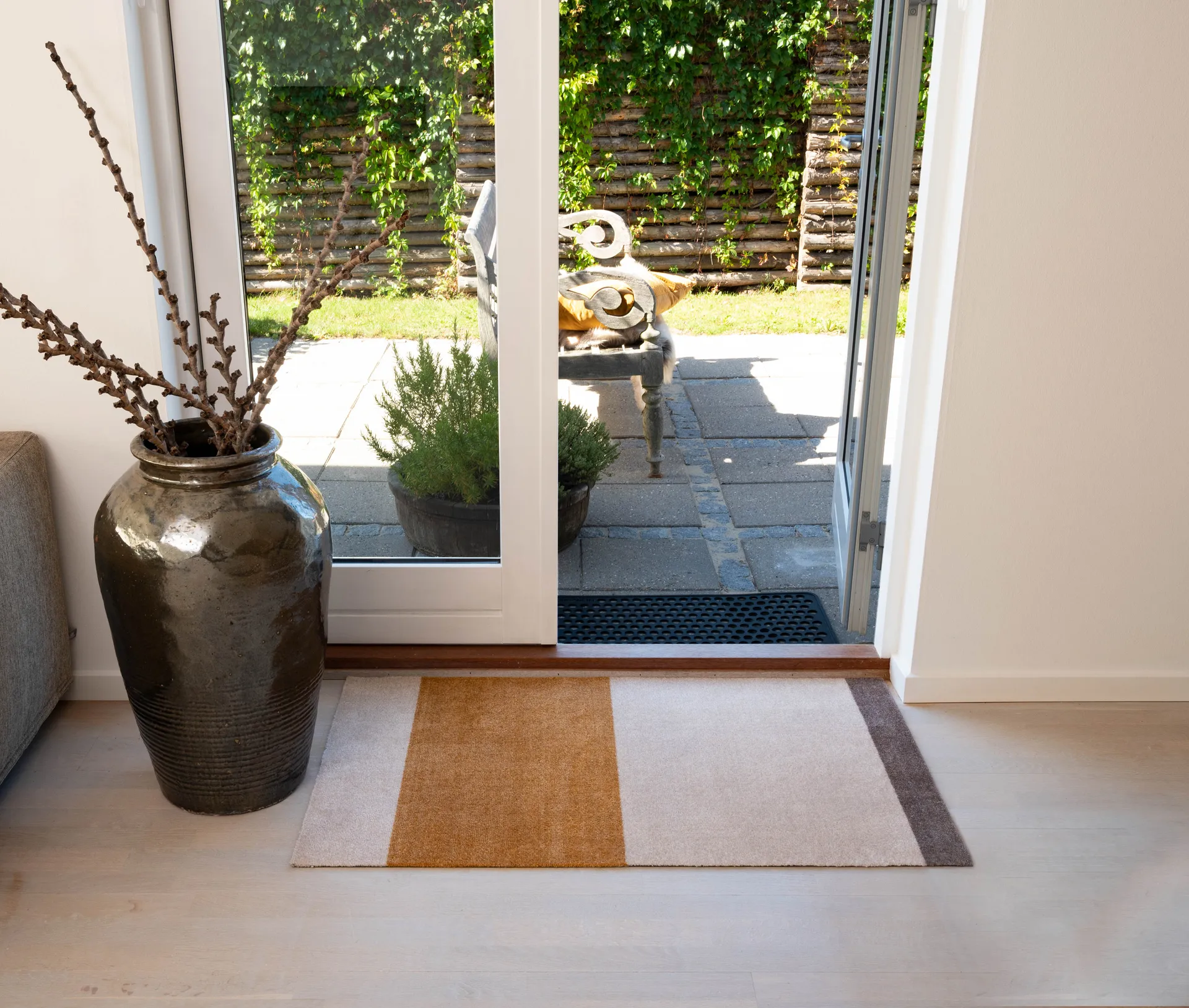 Stripes dørmatte horisontal, Ivory-dijon-brown, 60 x 90 cm tica copenhagen