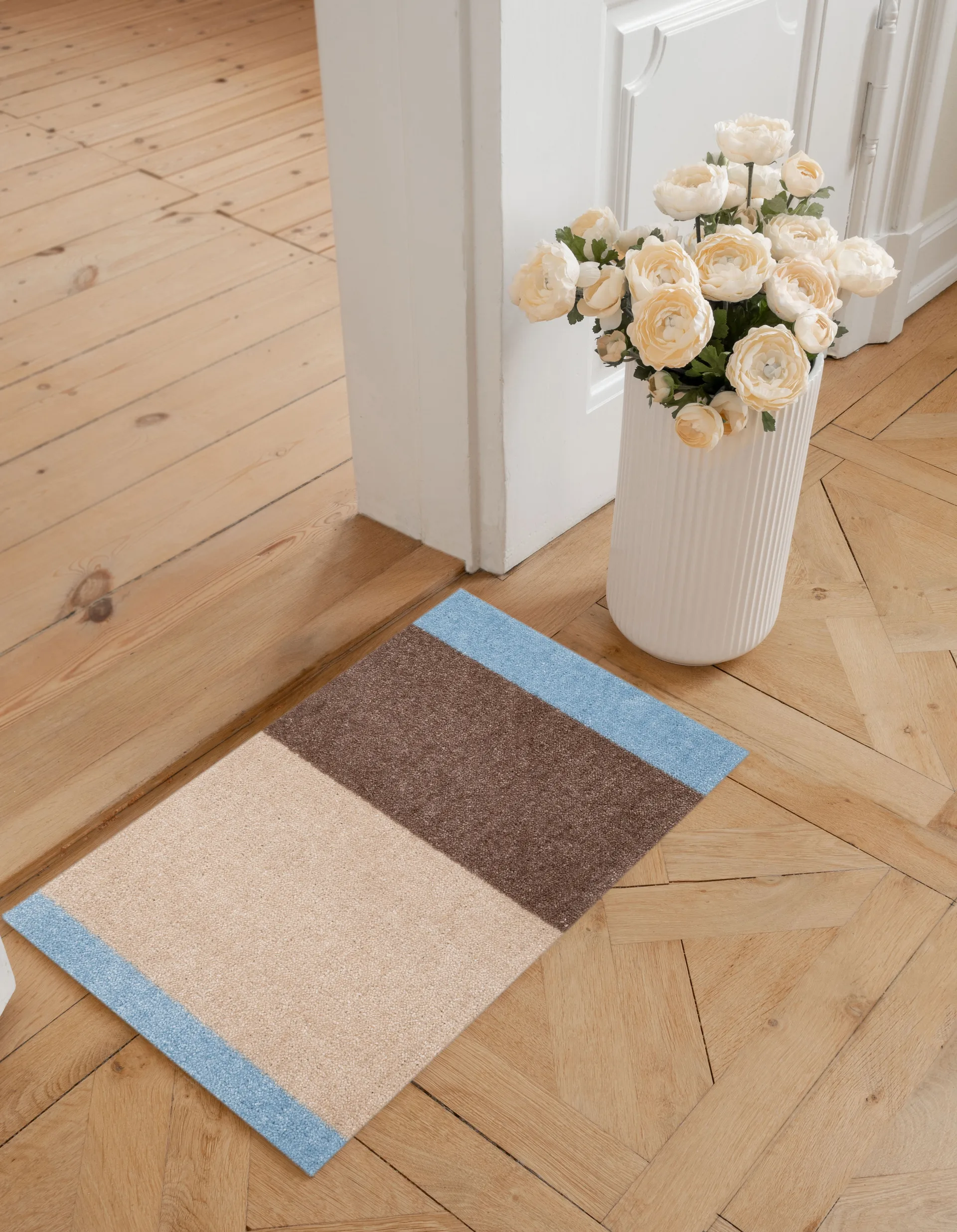 Stripes dørmatte horisontal, Ivory-sand-blue, 40x60 cm tica copenhagen
