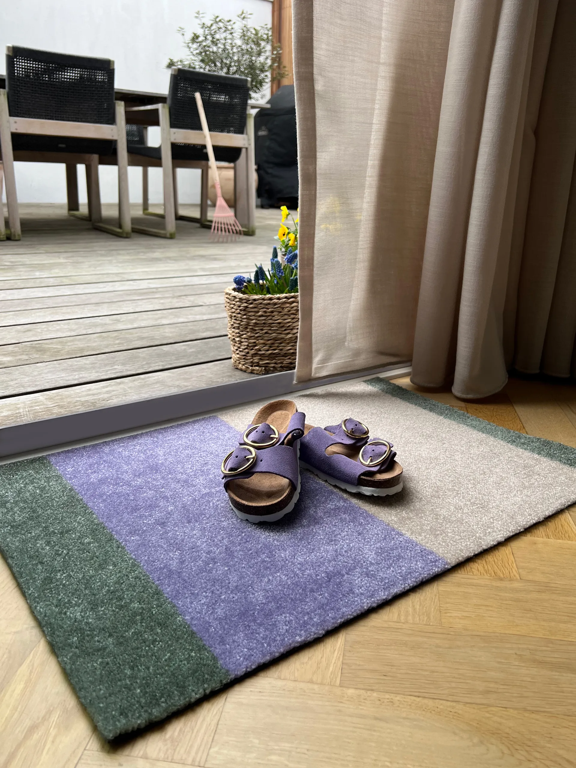 Stripes dørmatte horisontal, Lilac-ivory-green, 40x60 cm tica copenhagen