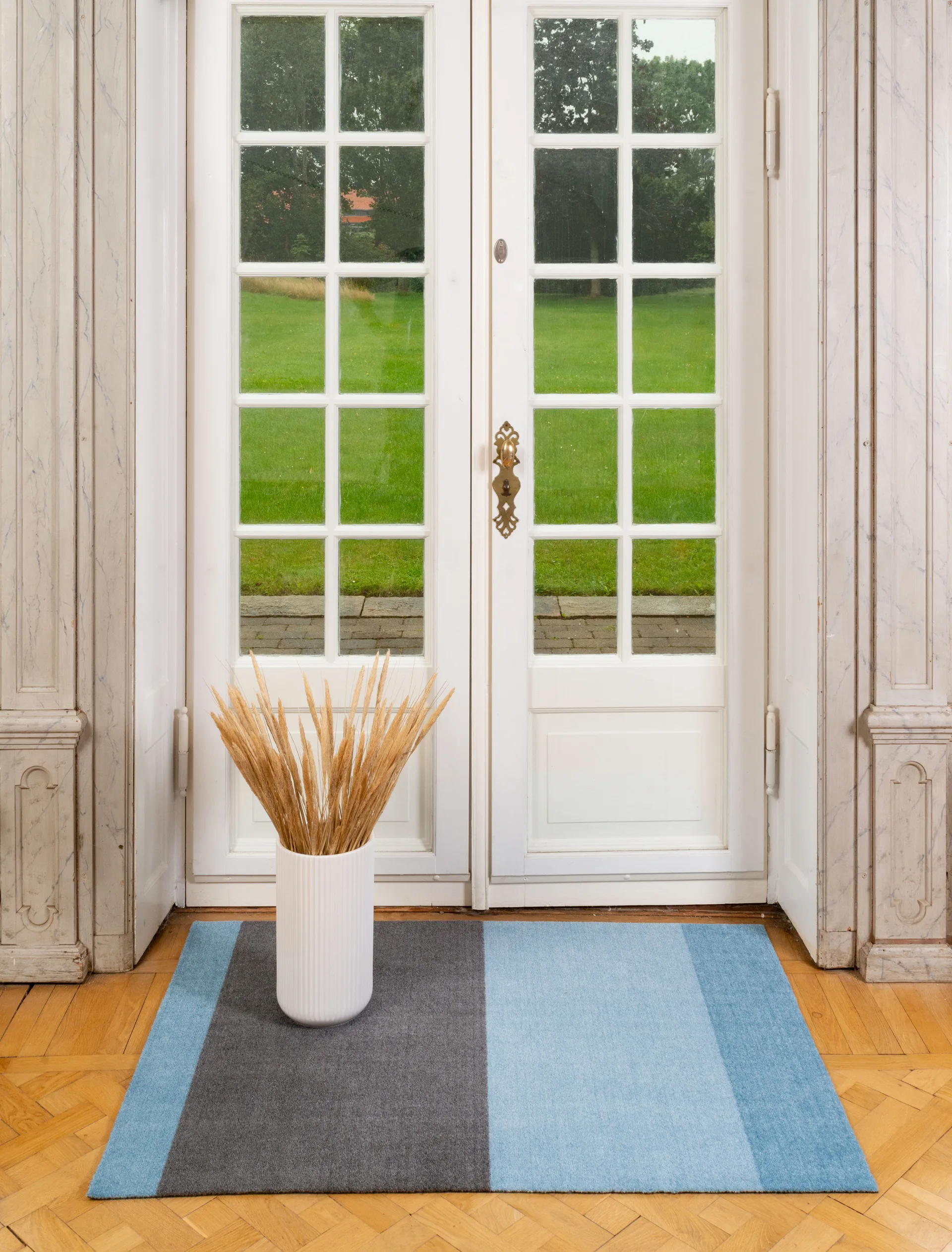 Stripes entréteppe horisontal, Blue-steel grey, 90 x 130 cm tica copenhagen