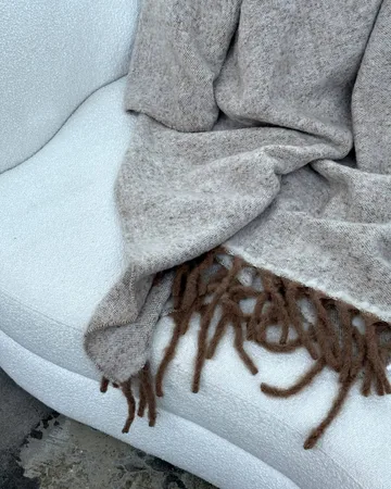 Fridh mohairpledd - Brown-off white, 130x170 cm - Tinted