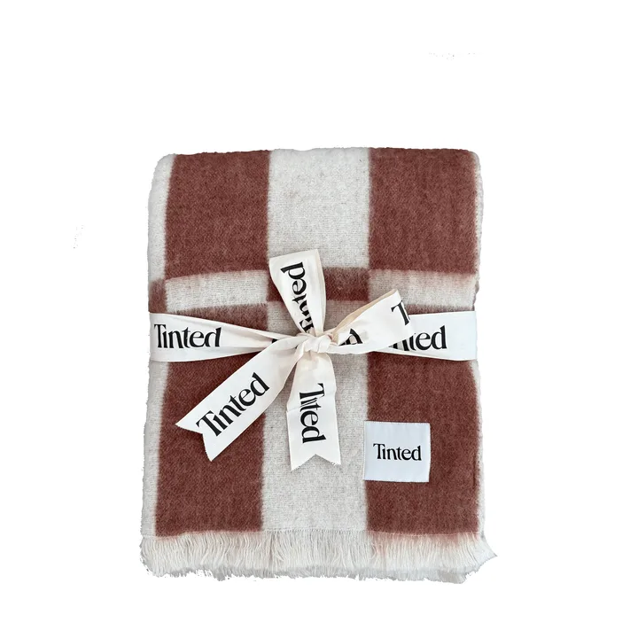 Hallin mohairpledd - Off white-rust, 130×170 cm - Tinted