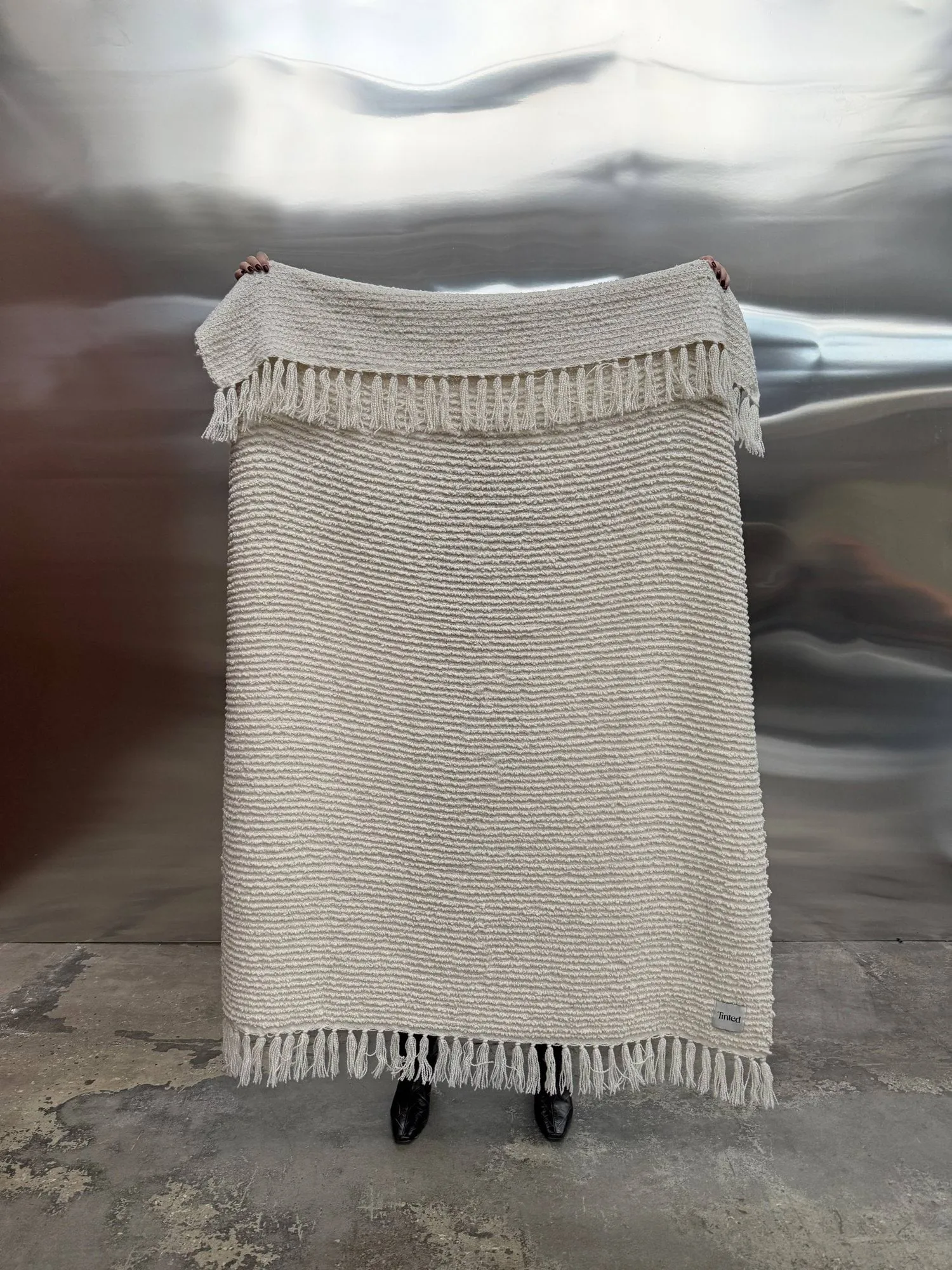 Janzen bouclé-pledd, Solid off white-natural, 130×170 cm Tinted