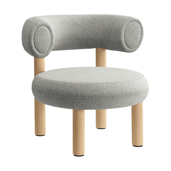 Fat loungestol - Børstet naturtre & natural alpine boucle - Tom Dixon