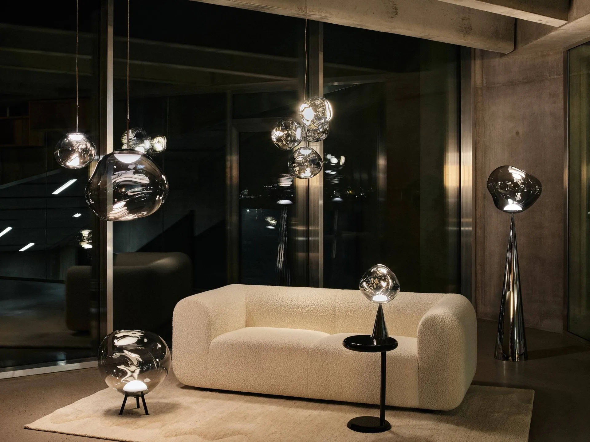 Melt pendel LED, Nickel, mini 27x28 cm Tom Dixon