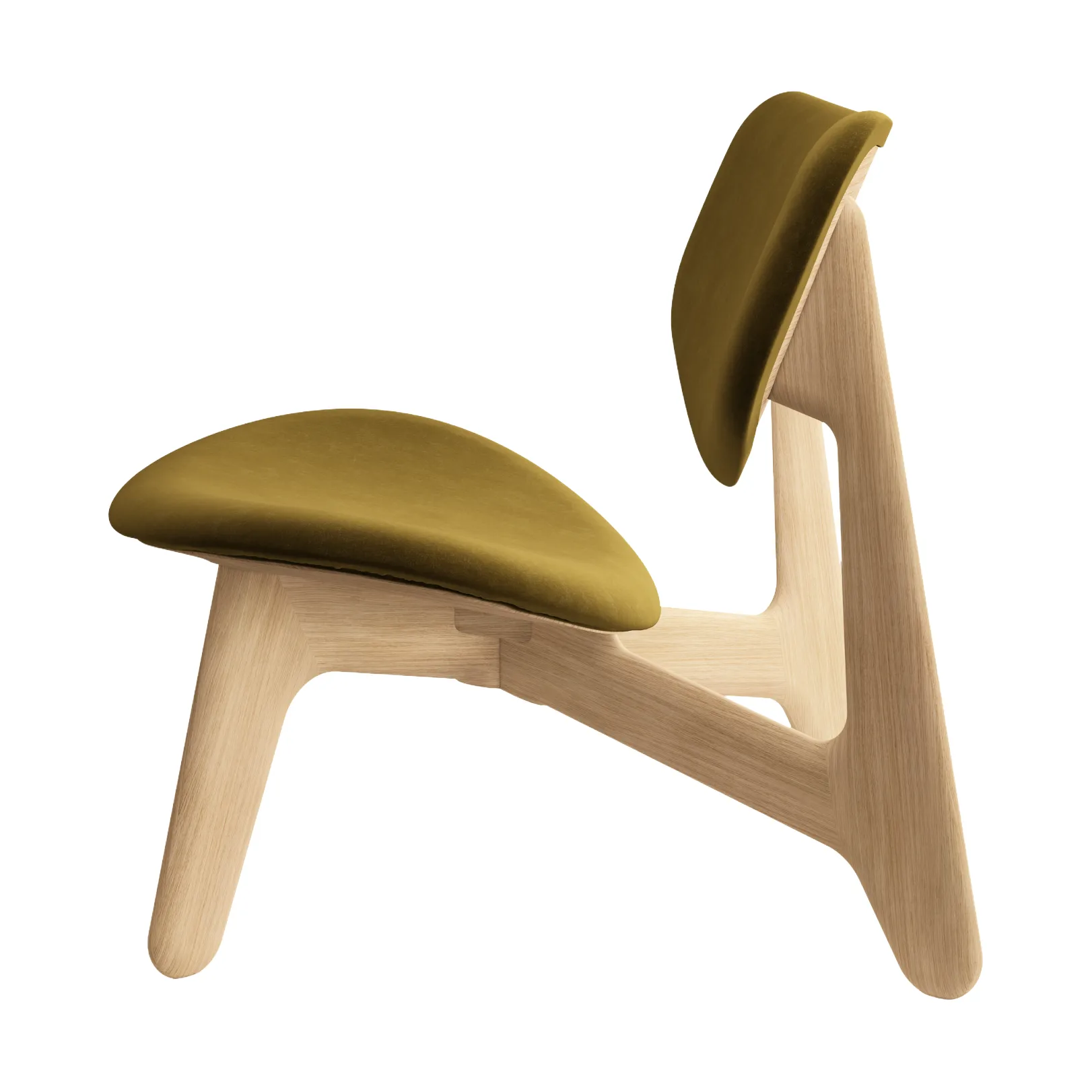 Slab loungestol polstret sete, Natural brushed oak-Royal 0162 CMHR Khaki Tom Dixon