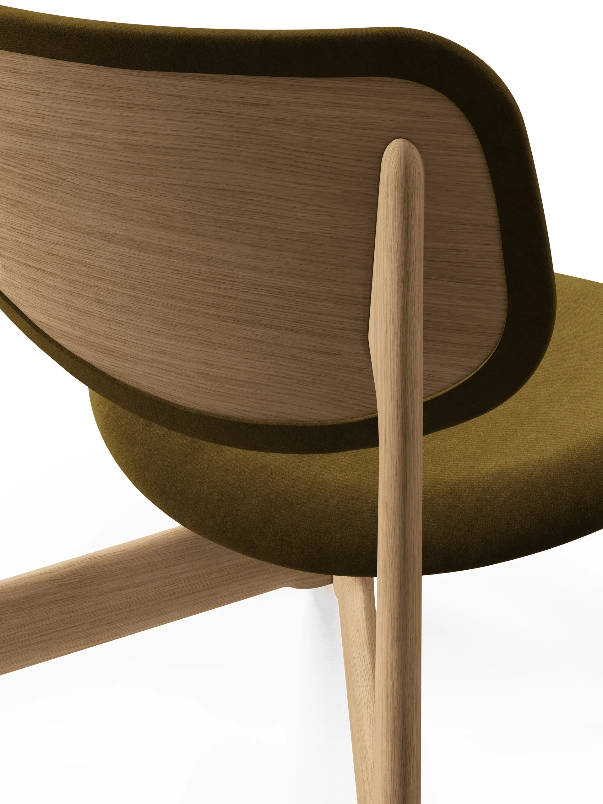 Slab loungestol polstret sete, Natural brushed oak-Royal 0162 CMHR Khaki Tom Dixon