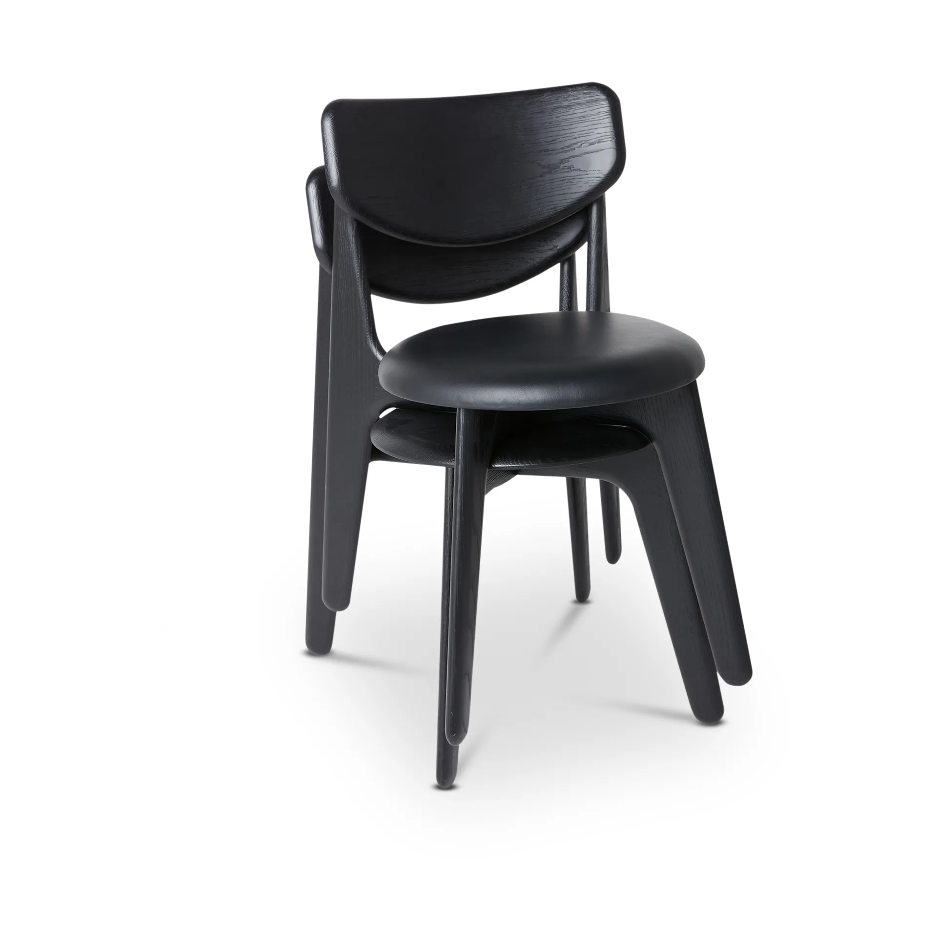Slab spisestol polstret sete, Black oak-black leather Tom Dixon
