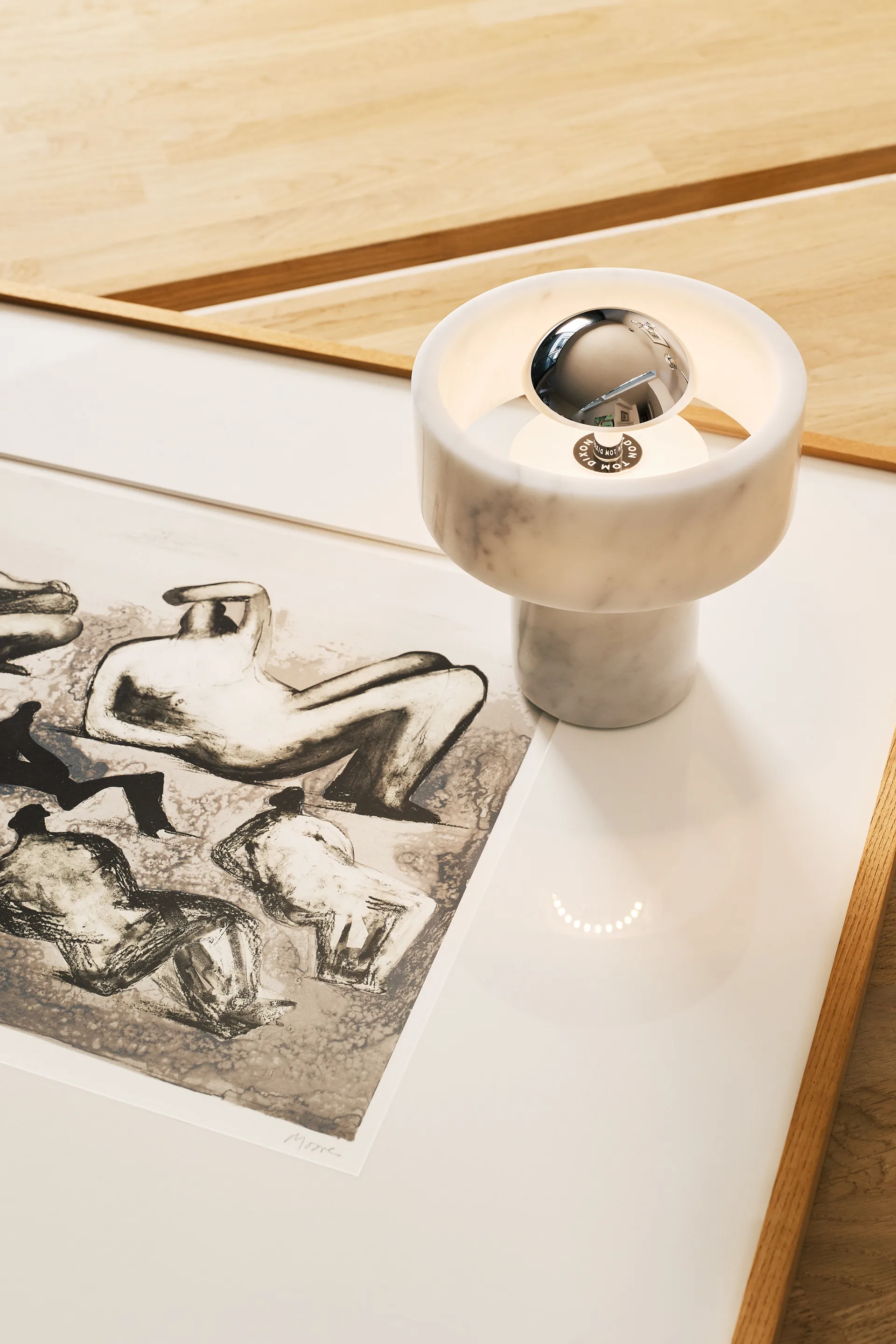 Stone Portable LED bordlampe 28 cm, Marble-silver Tom Dixon