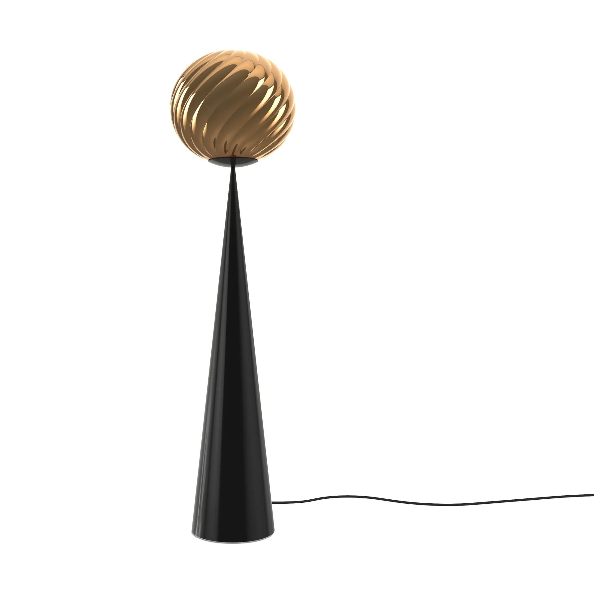 Whirl cone fat gulvlampe, Gold-black Tom Dixon