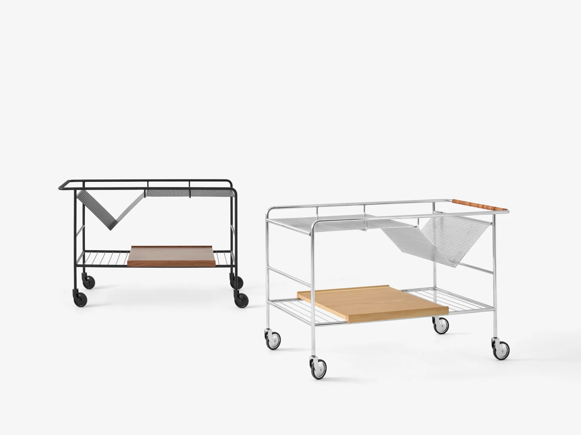 Alima oppbevaringsvogn lakkert eik, Chrome & lacquered oak &Tradition