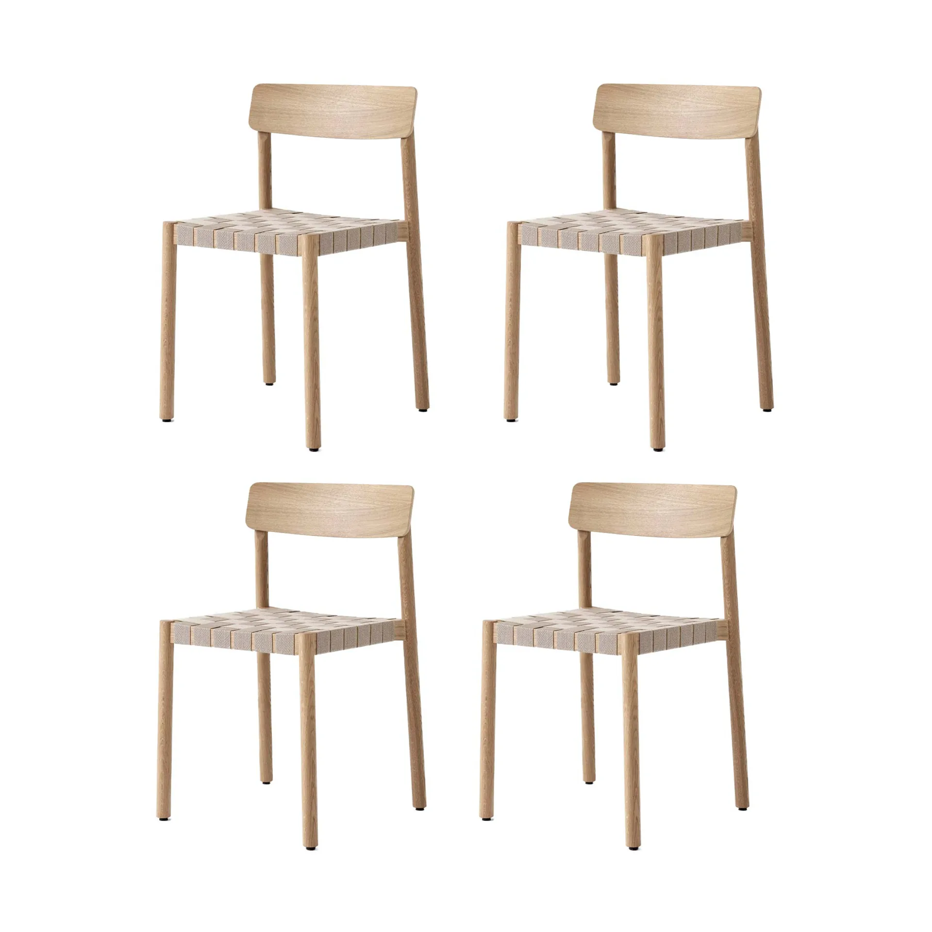 Betty TK1 stol, Eik-naturflettet linnebåndsete, 4-pakning &Tradition