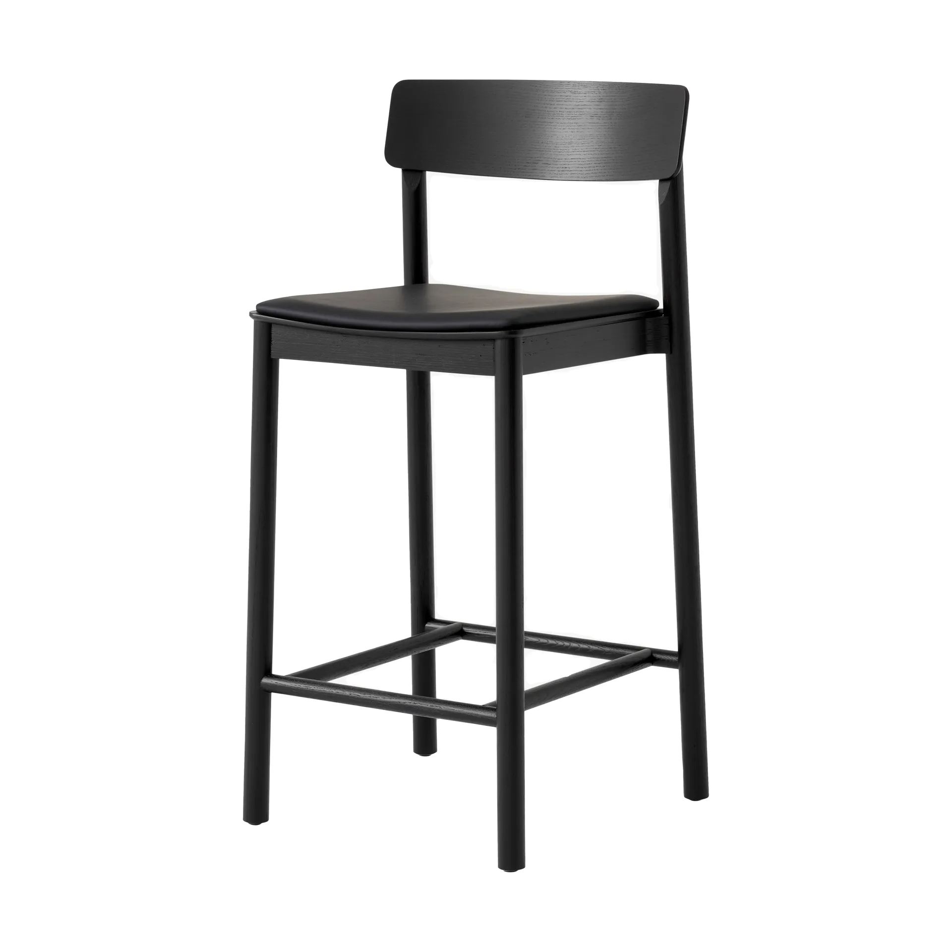 Betty TK14 Counter Chair barkrakk 65 cm, Noble svart skinn-svartlakkert ask &Tradition