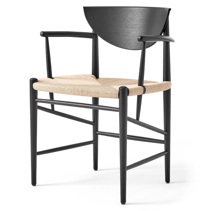 Drawn stol HM4 med armstøtte - Svart eik - &Tradition