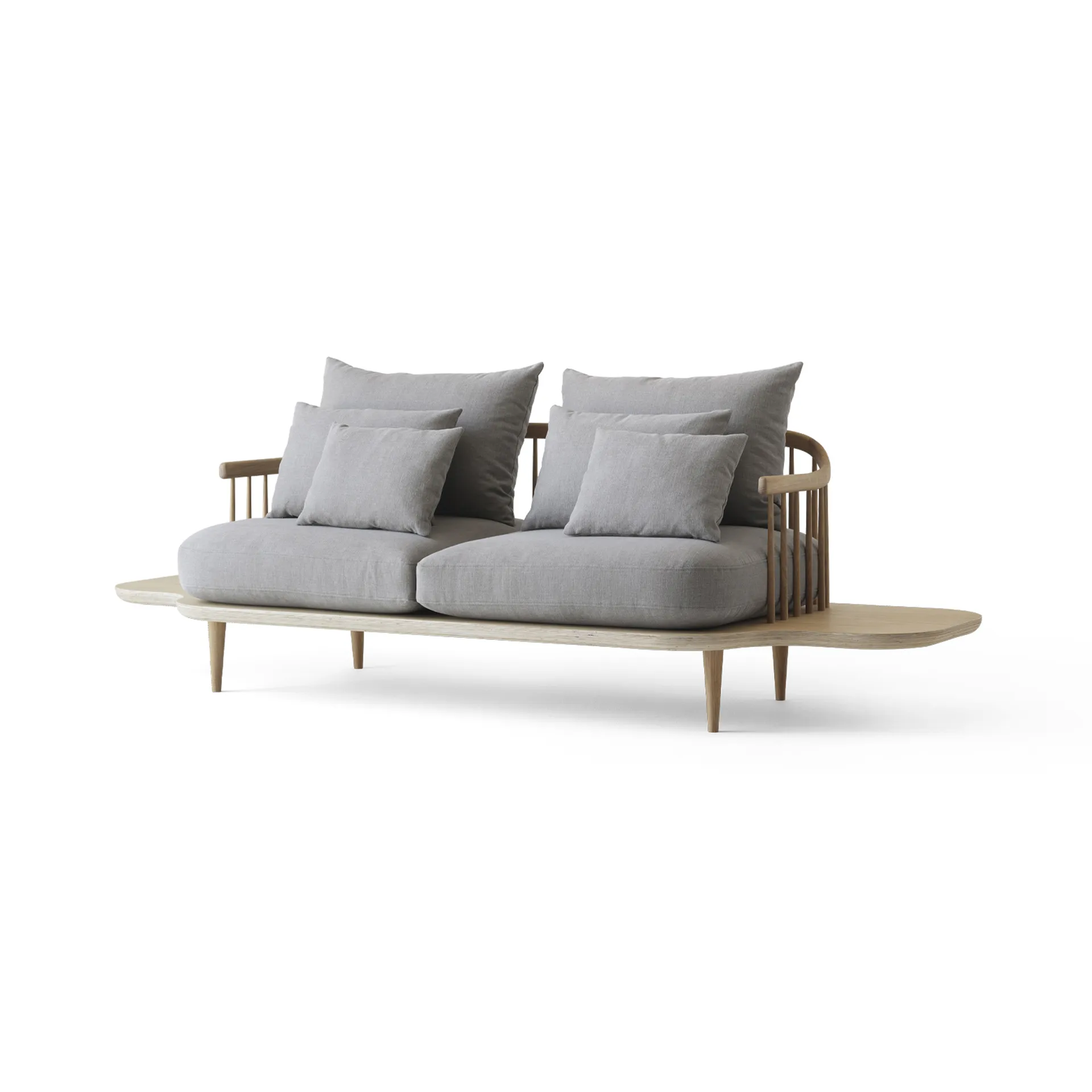 Fly SC3 sofa, Tekstil hot madison 094 lysegrå, hvitoljet eikestativ og sidebord &Tradition