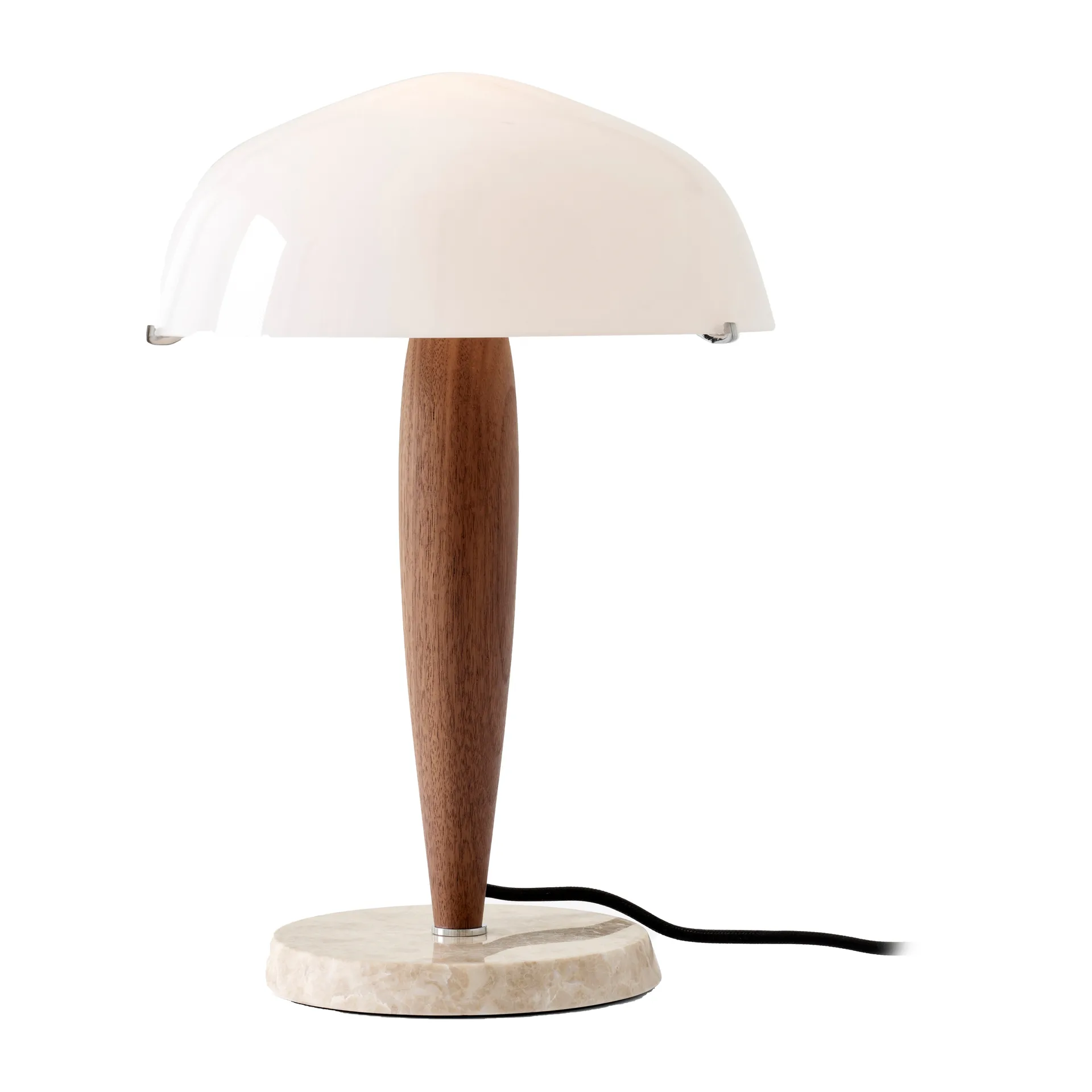 Herman SHY3 bordlampe, walnut & cream marble, tekstilledning &Tradition