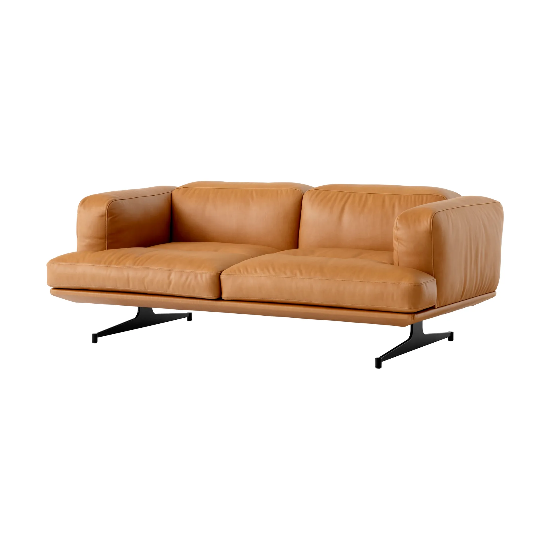 Inland AV22 sofa 2-seters, Noble lær cognac-warm black &Tradition