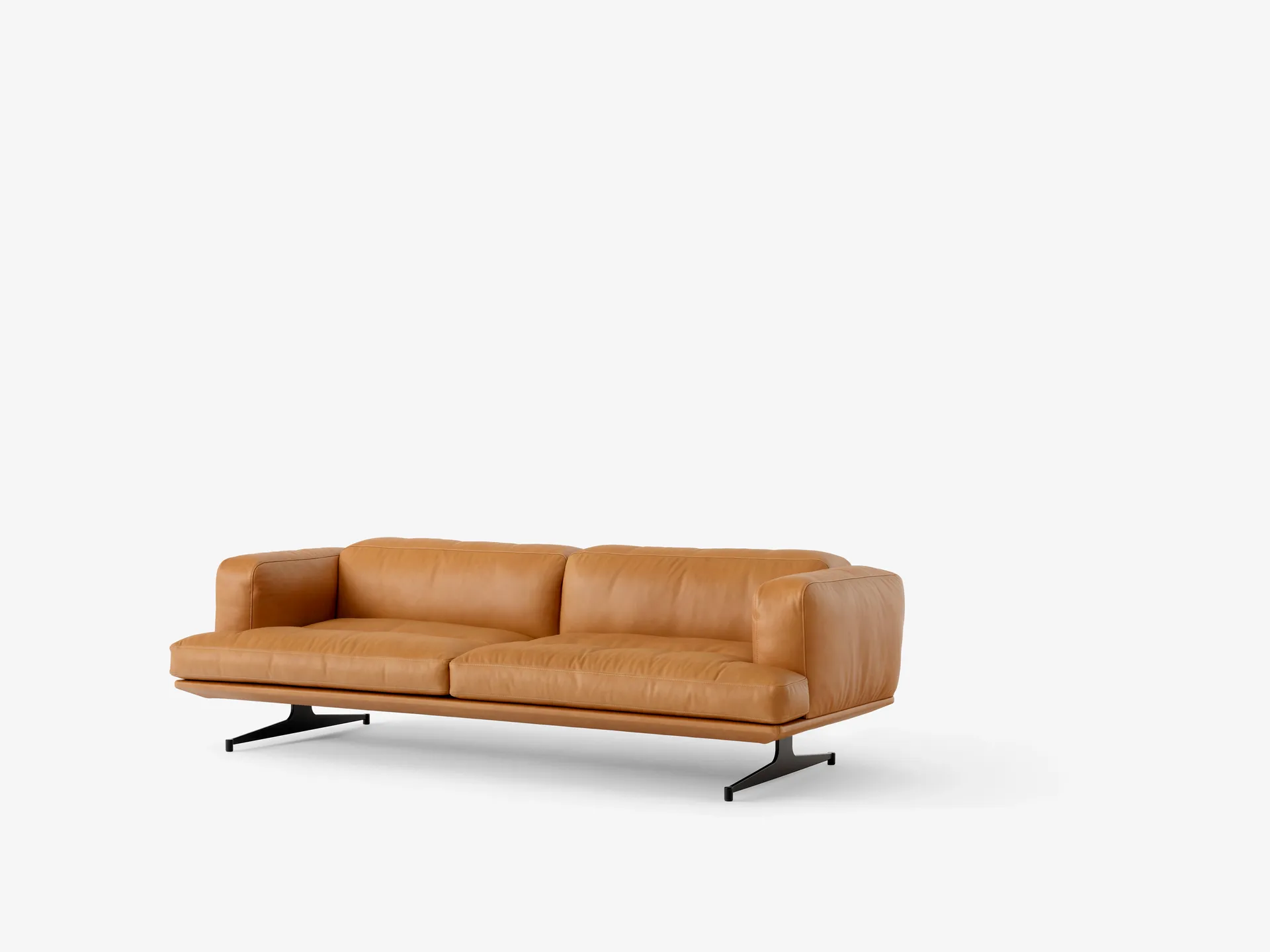 Inland AV23 3-seters sofa, Noble leather cognac-varm svart &Tradition
