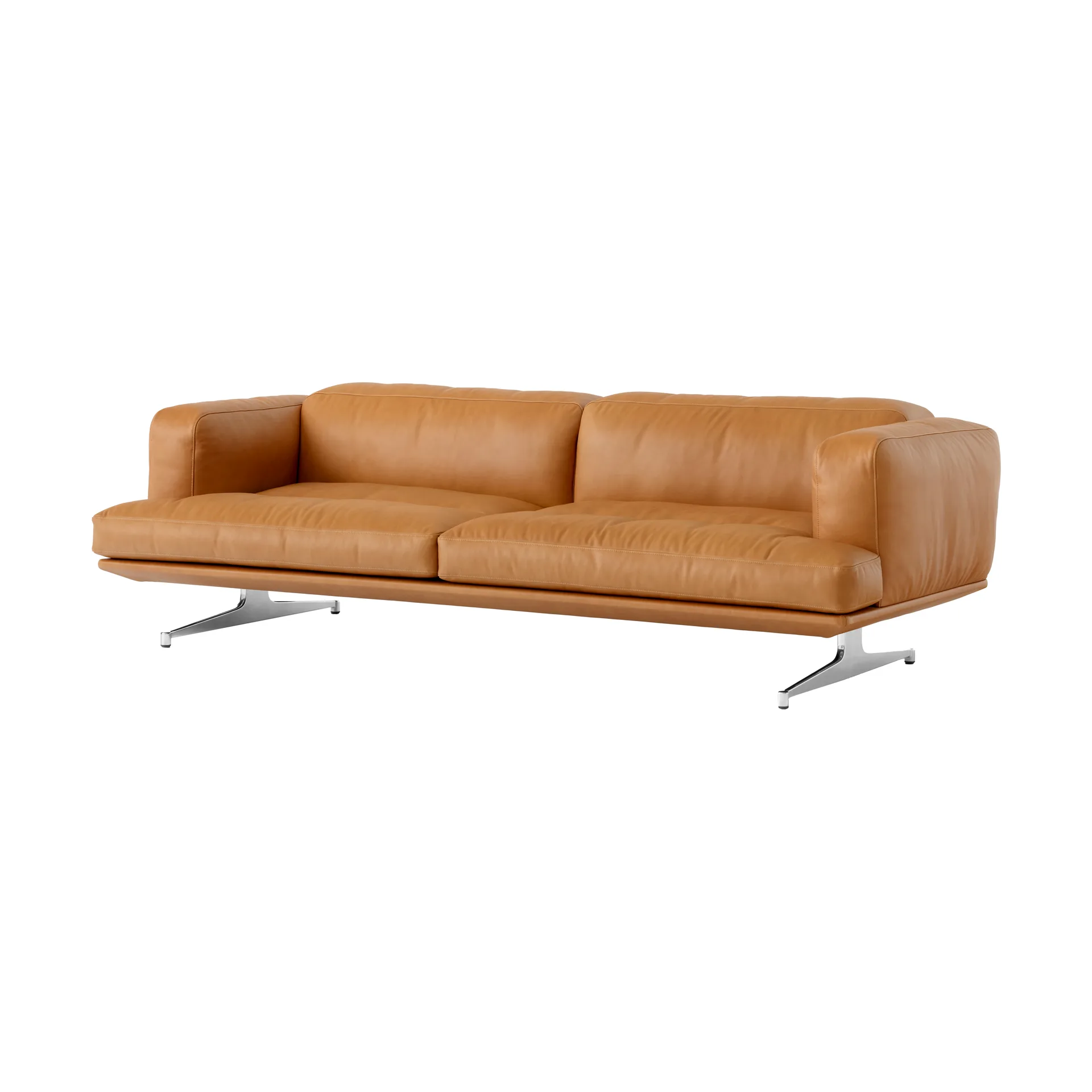Inland AV23 3-seters sofa, Noble lær cognac-polished alu &Tradition