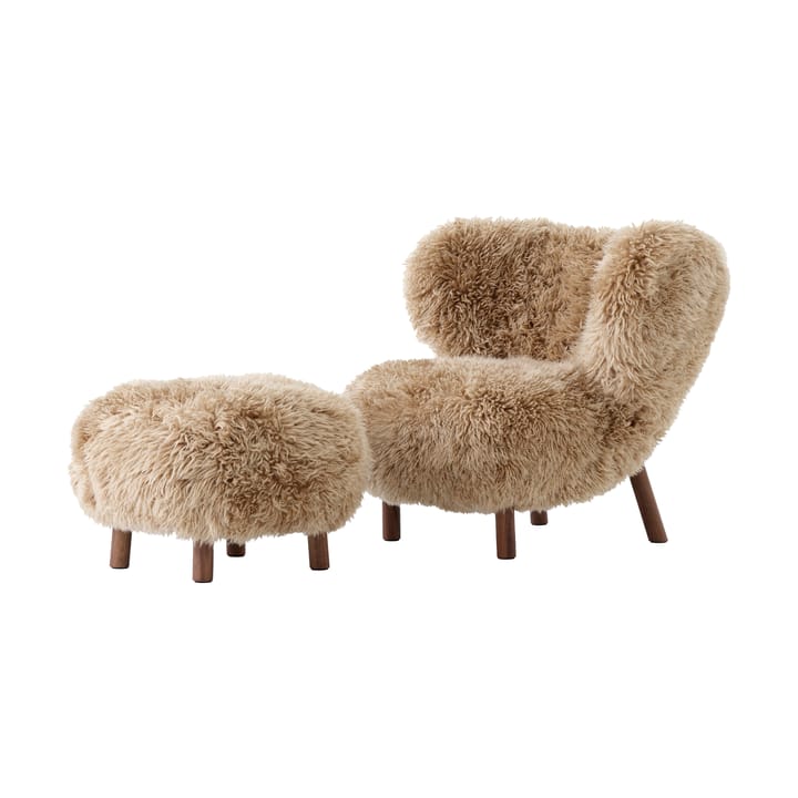 Little Petra VB1 lenestol inkl. pouf ATD1 - Oljet valnøtt-Sheepskin honey - &Tradition