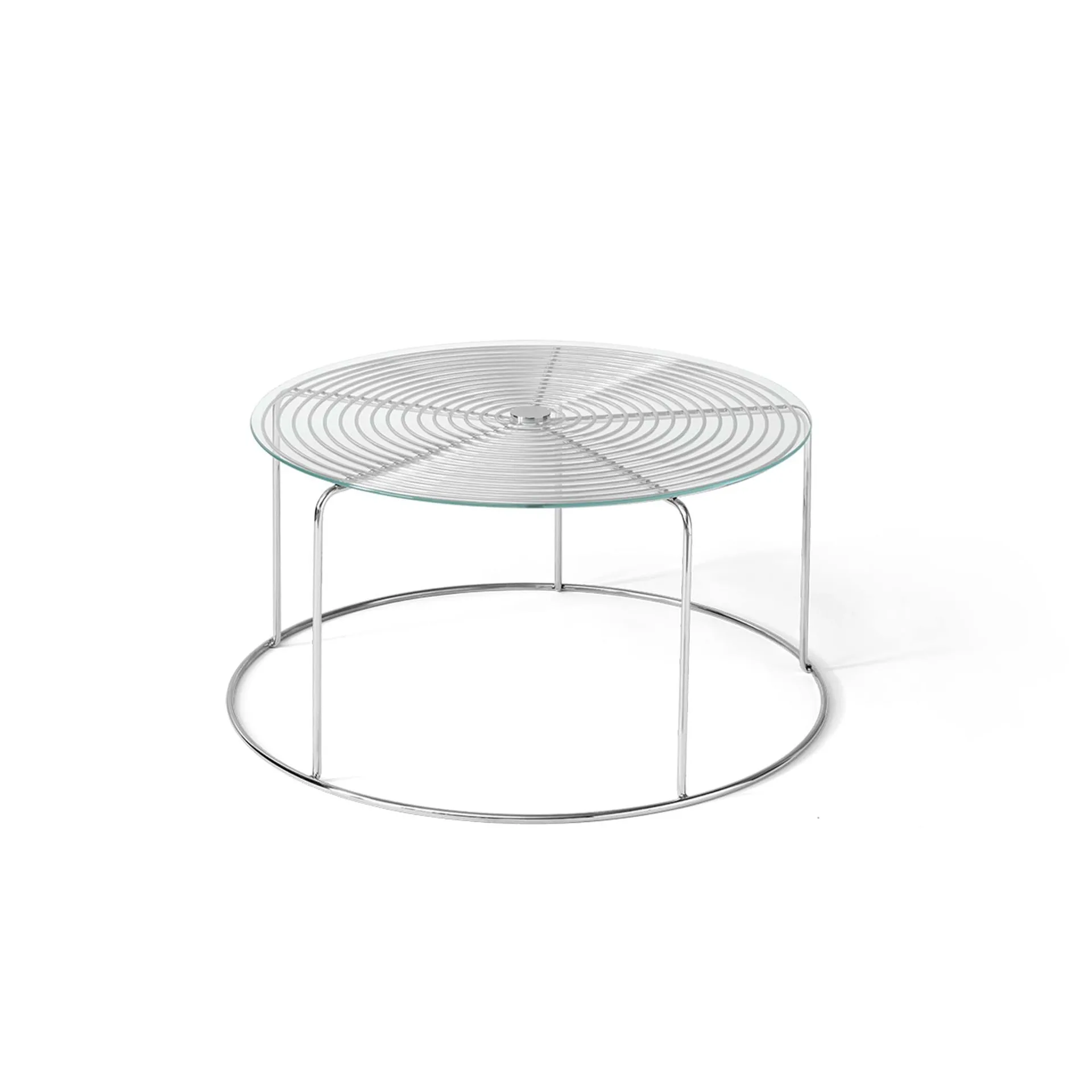 WIre VP17 sofabord, Rustfritt stål-glass, Ø74x36 cm &Tradition