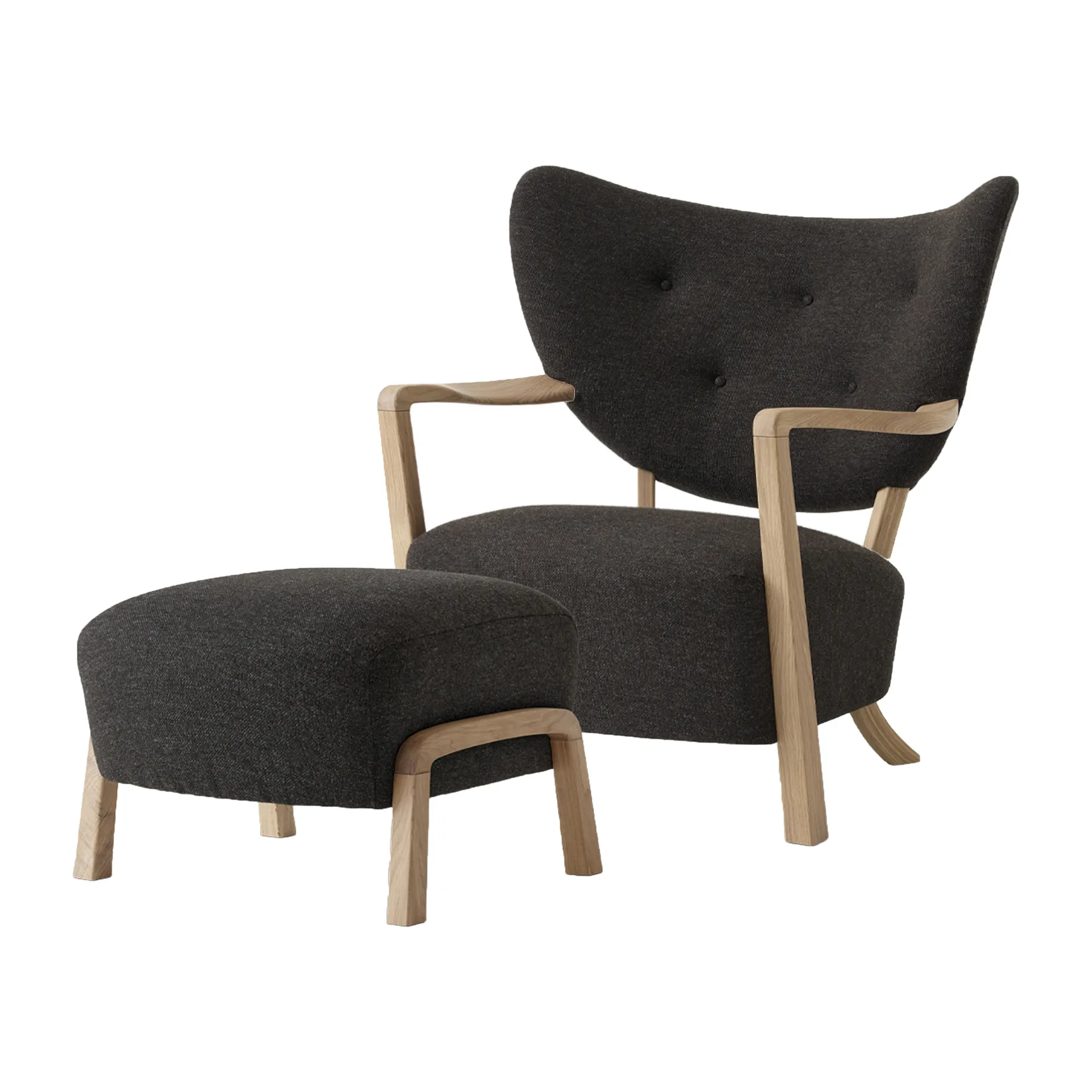 Wulff Lounge Chair ATD2 lenestol inkl. puff ATD3, Oljet eik-Hallingdal 376 &Tradition