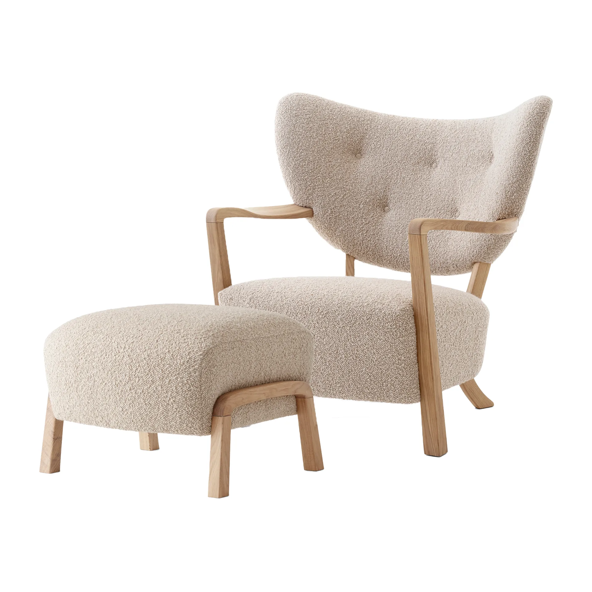 Wulff Lounge Chair ATD2 lenestol inkl. puff ATD3, Oljet eik-Karakorum &Tradition