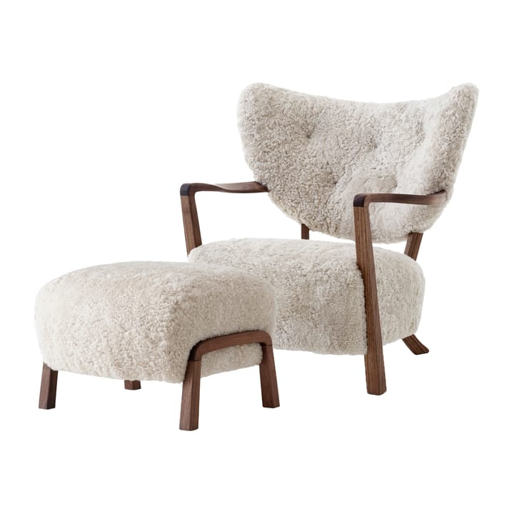 Wulff Lounge Chair ATD2 lenestol inkl. puff ATD3 - Oljet valnøtt-Moonlight - &Tradition