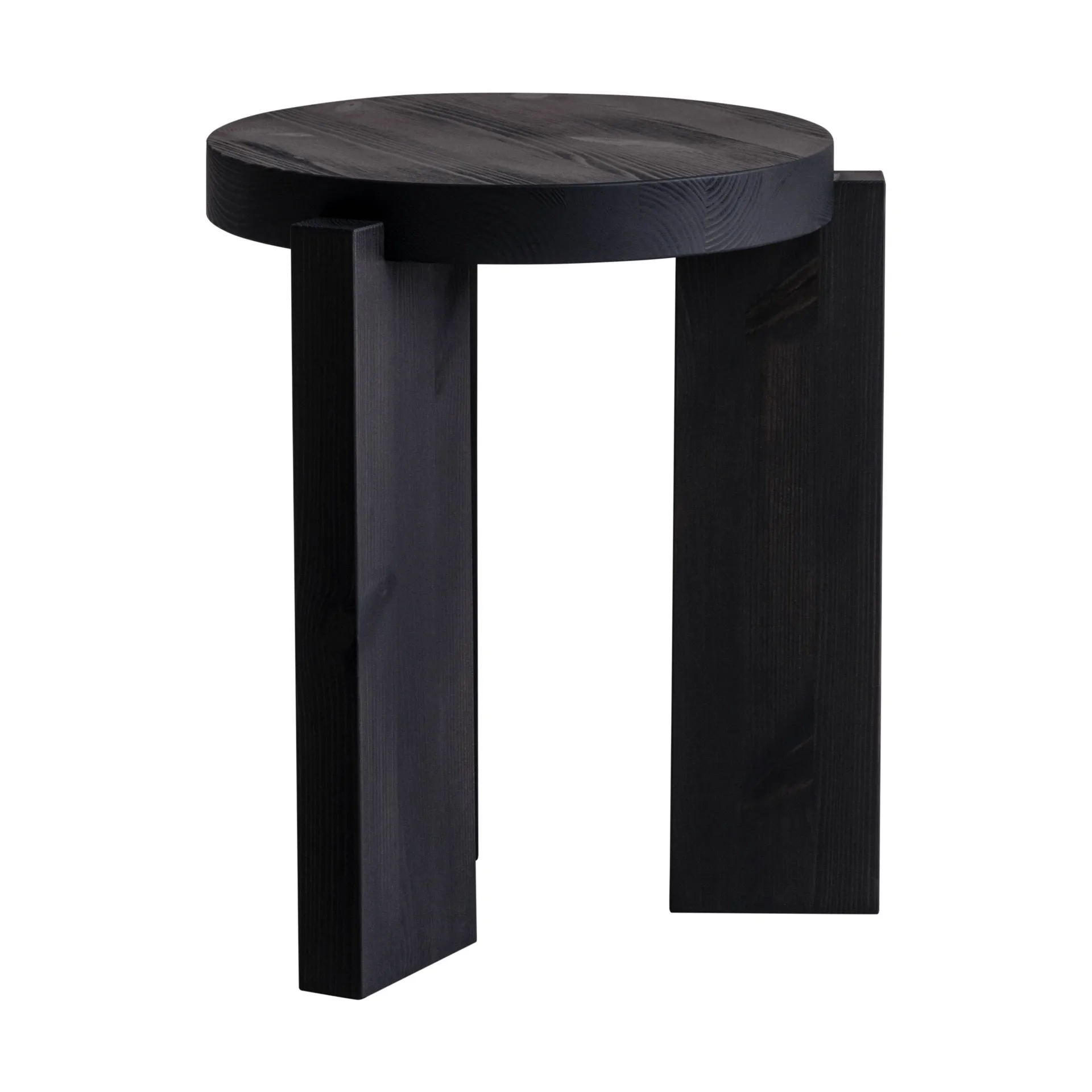 001 Stool rund krakk, Svartbeiset furu, Ø40x44 cm Vaarnii
