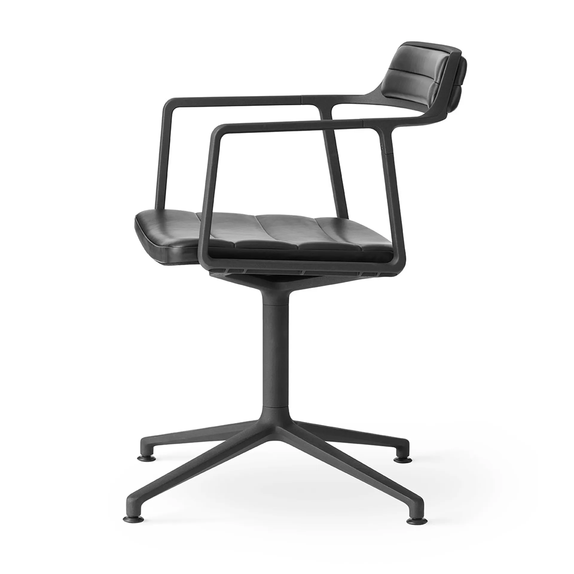 Vipp452 Swivel kontorstol, Black aluminium-black leather Vipp
