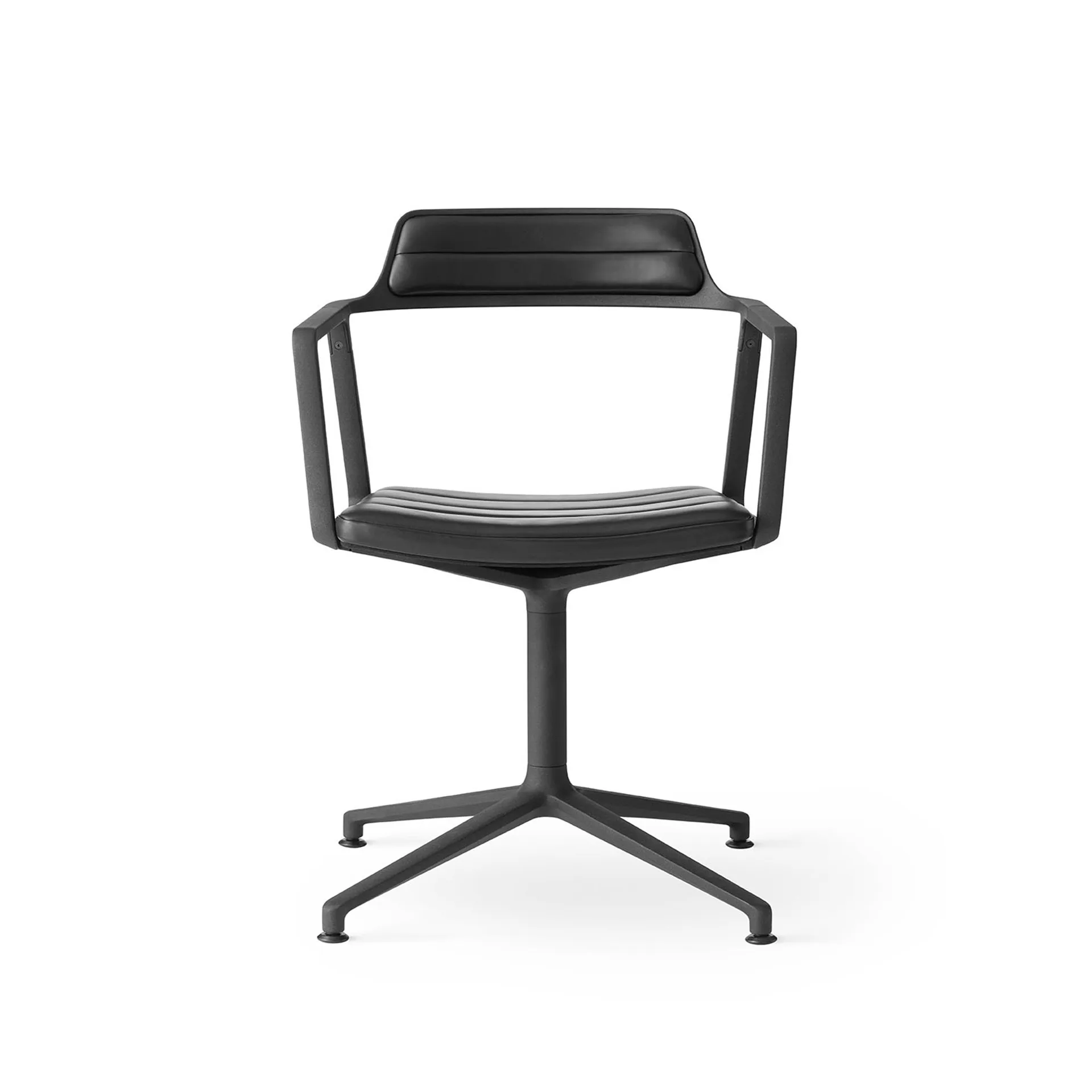 Vipp452 Swivel kontorstol, Black aluminium-black leather Vipp
