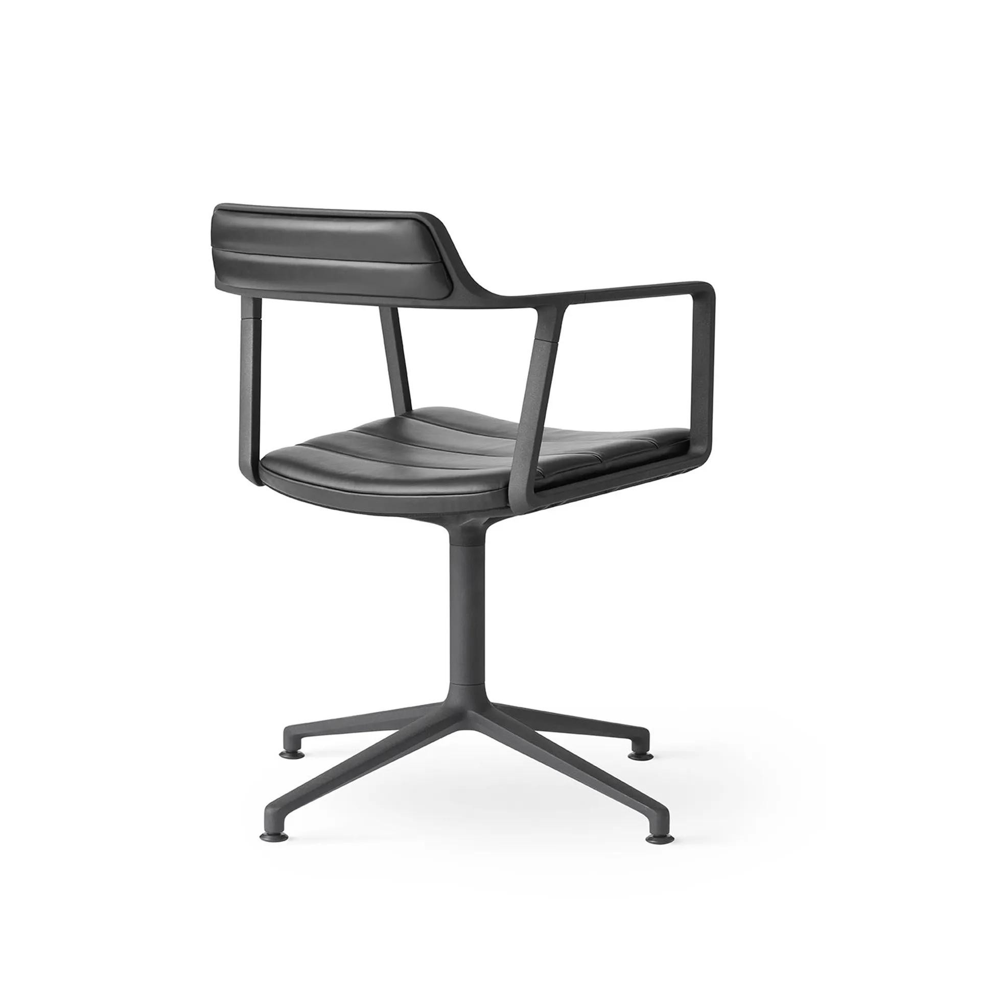 Vipp452 Swivel kontorstol, Black aluminium-black leather Vipp