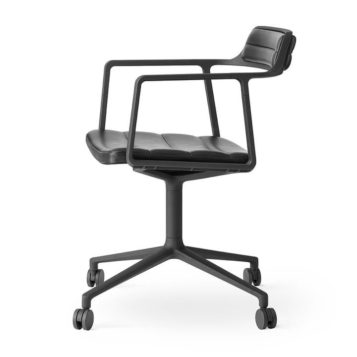 Vipp452 Swivel kontorstol med hjul - Black aluminium-black leather - Vipp