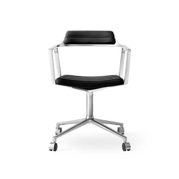 Vipp452 Swivel kontorstol med hjul - Pol. aluminium-black leather - Vipp