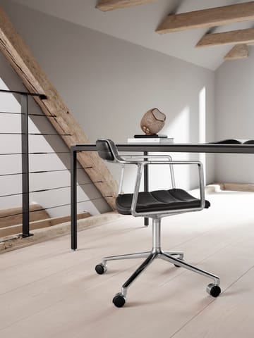 Vipp452 Swivel kontorstol med hjul - Pol. aluminium-black leather - Vipp