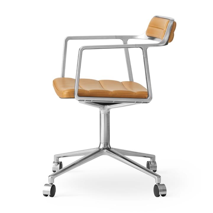 Vipp452 Swivel kontorstol med hjul - Pol. aluminium-sand lær - Vipp