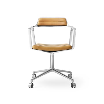 Vipp452 Swivel kontorstol med hjul - Pol. aluminium-sand lær - Vipp