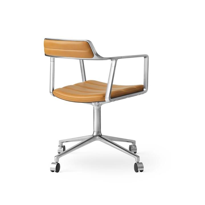 Vipp452 Swivel kontorstol med hjul, Pol. aluminium-sand lær Vipp