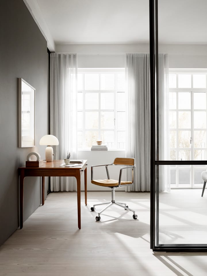 Vipp452 Swivel kontorstol med hjul, Pol. aluminium-sand lær Vipp