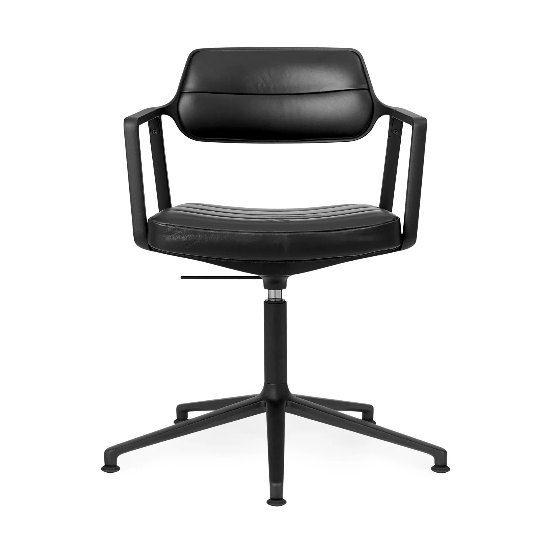 Vipp453+ Swivel kontorstol, Black aluminium-black leather Vipp