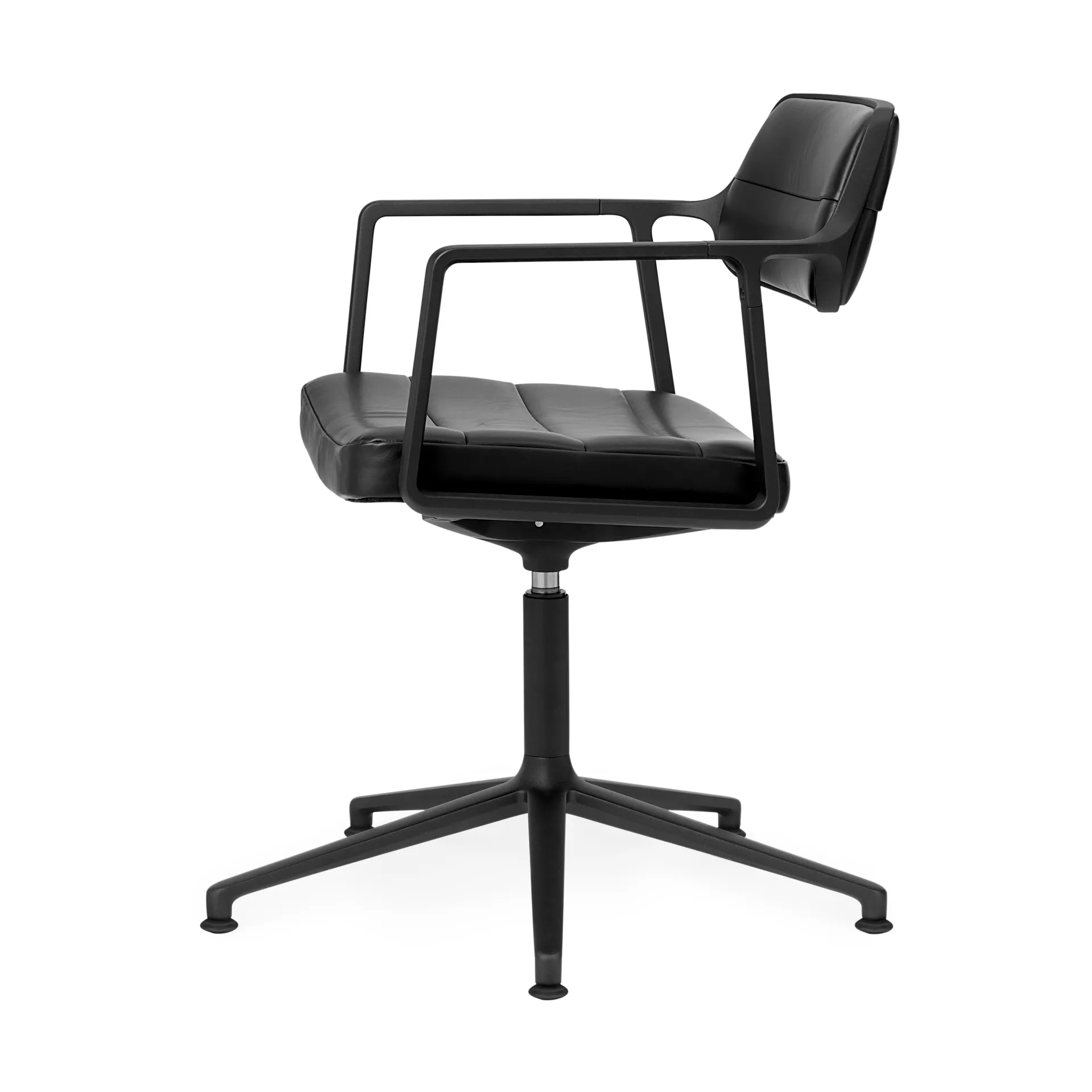 Vipp453+ Swivel kontorstol, Black aluminium-black leather Vipp