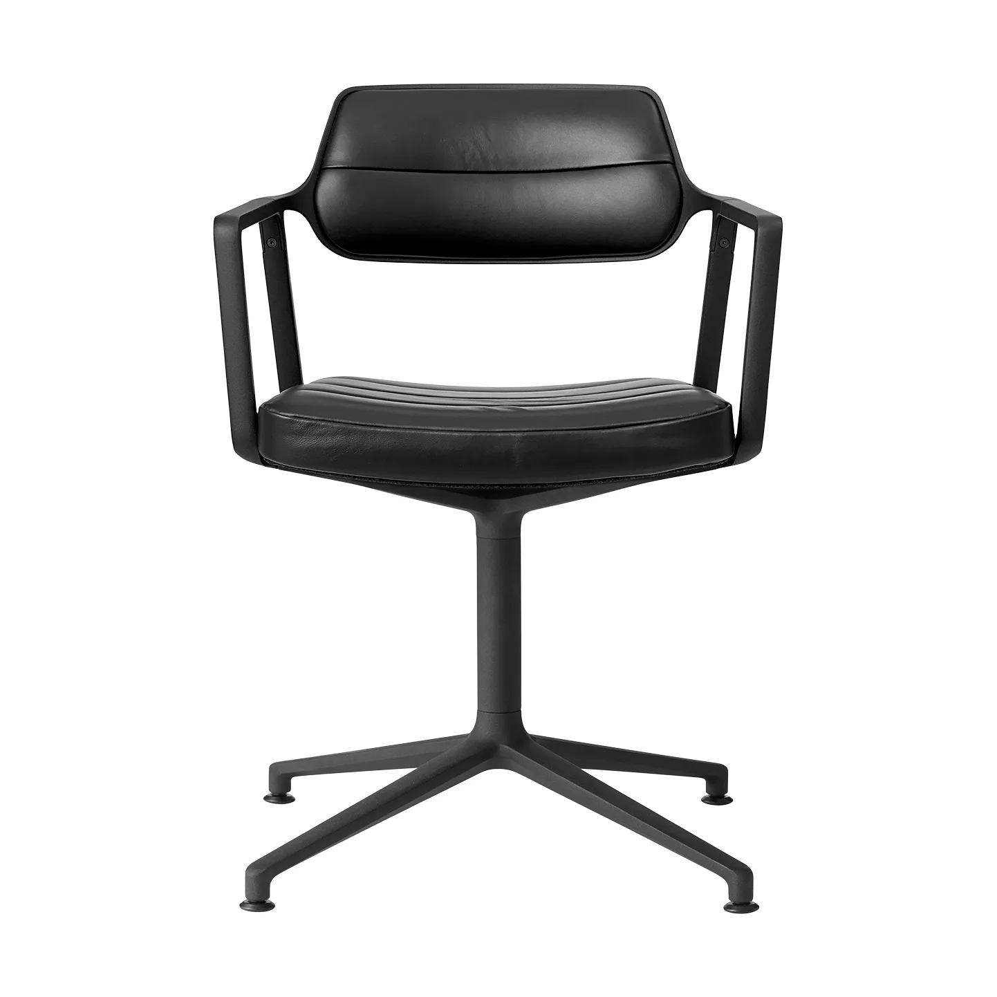 Vipp453 Swivel kontorstol, Leather black-svart aluminium Vipp