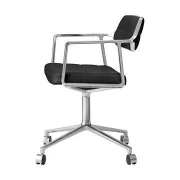 Vipp453 Swivel kontorstol med hjul - Leather black-pol. aluminium - Vipp