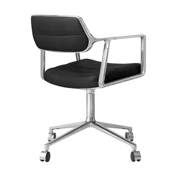 Vipp453 Swivel kontorstol med hjul - Leather black-pol. aluminium - Vipp