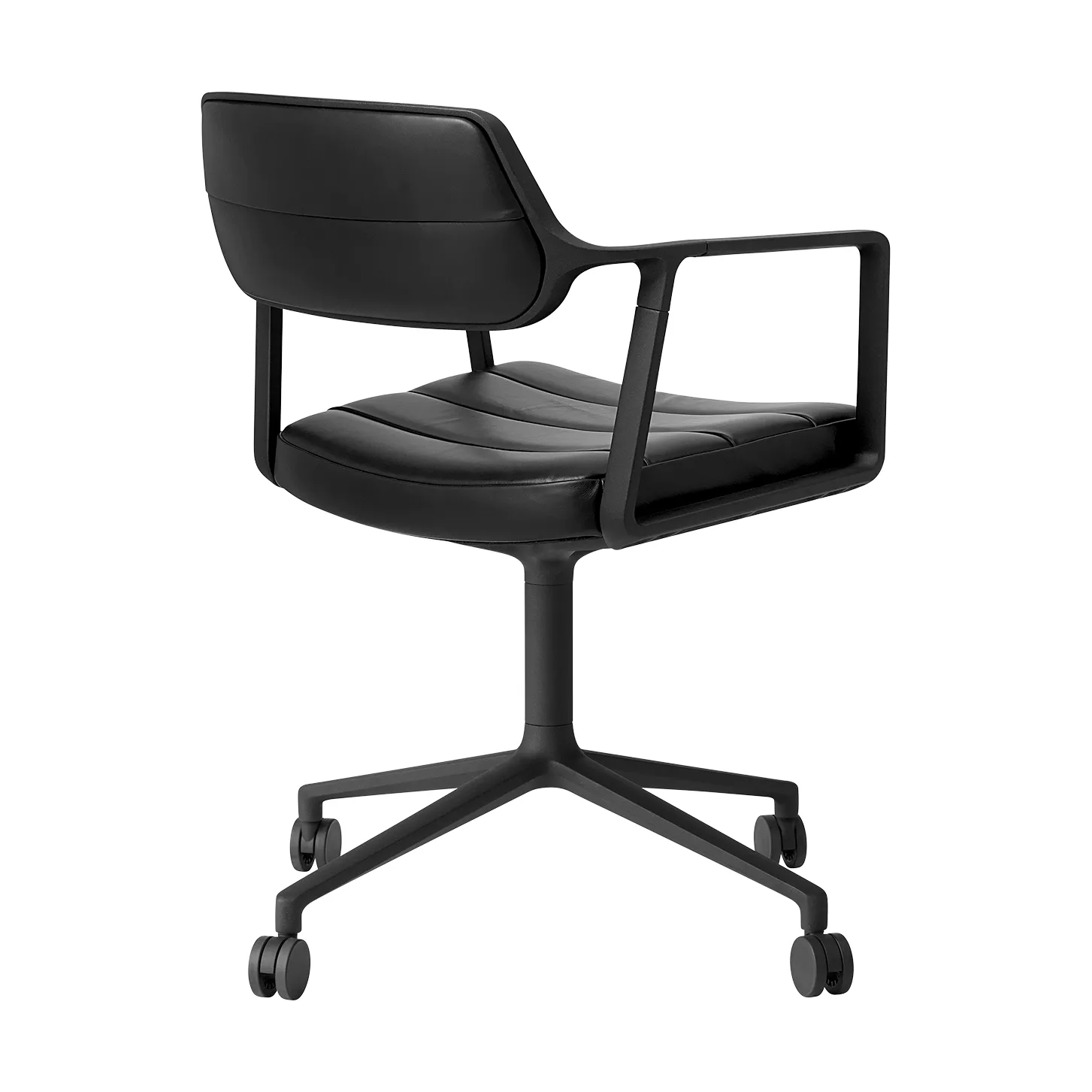 Vipp453 Swivel kontorstol med hjul, Leather black-svart aluminium Vipp